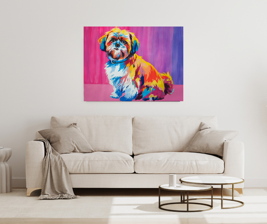 Shih Tzu Canvas "Curly-Sue" Shih Tzu Pop Art | Vibrant Watercolors - Shih Tzu Dog Watercolor