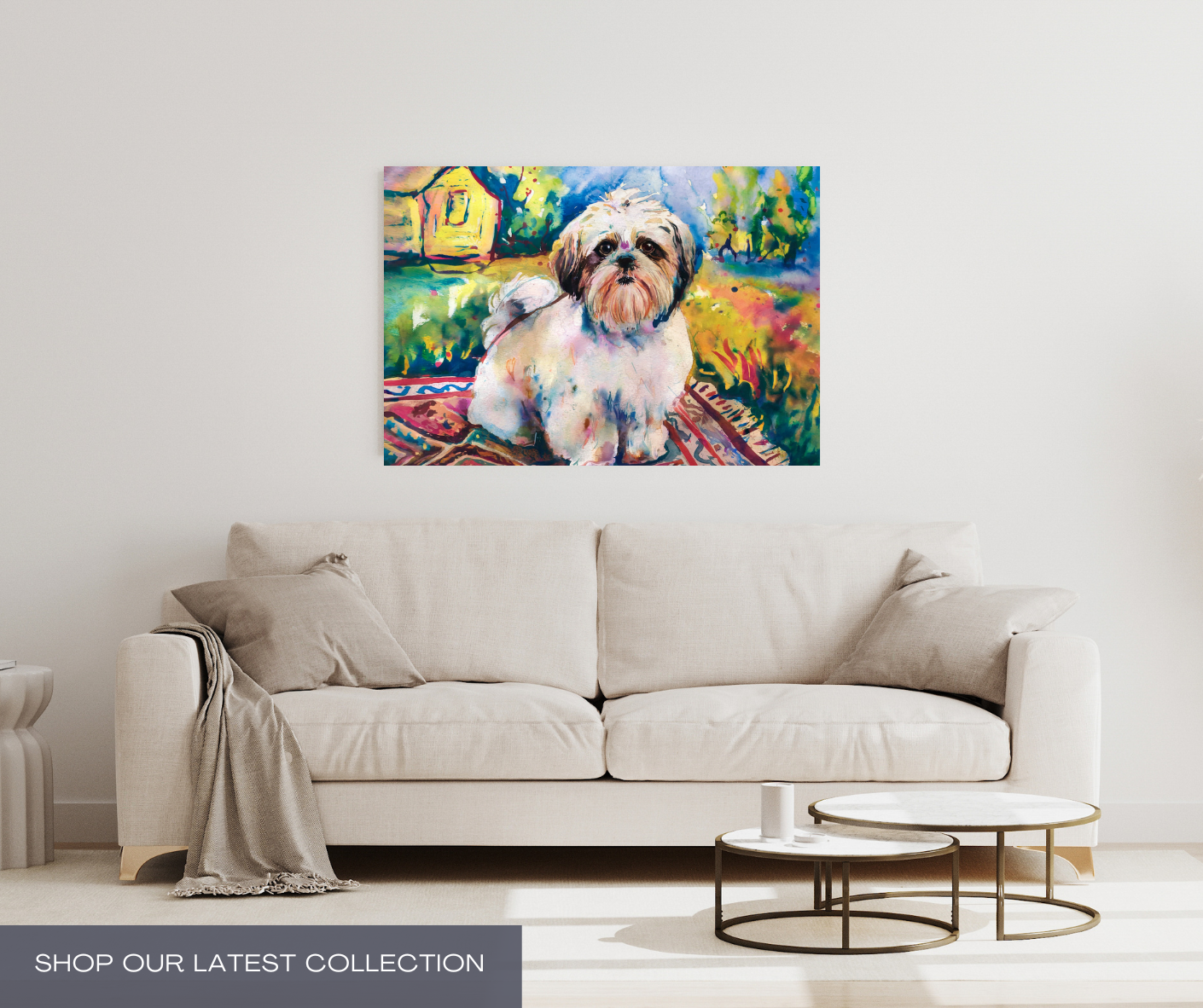 Shih Tzu Watercolor Art | Dreamy Canvas Gallery Wraps - Cute Dog Art