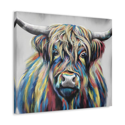 Rainbow Highland Cow Art | MooPhi the Cow | Colorful Animal Wall Decor - Canvas Gallery Wraps