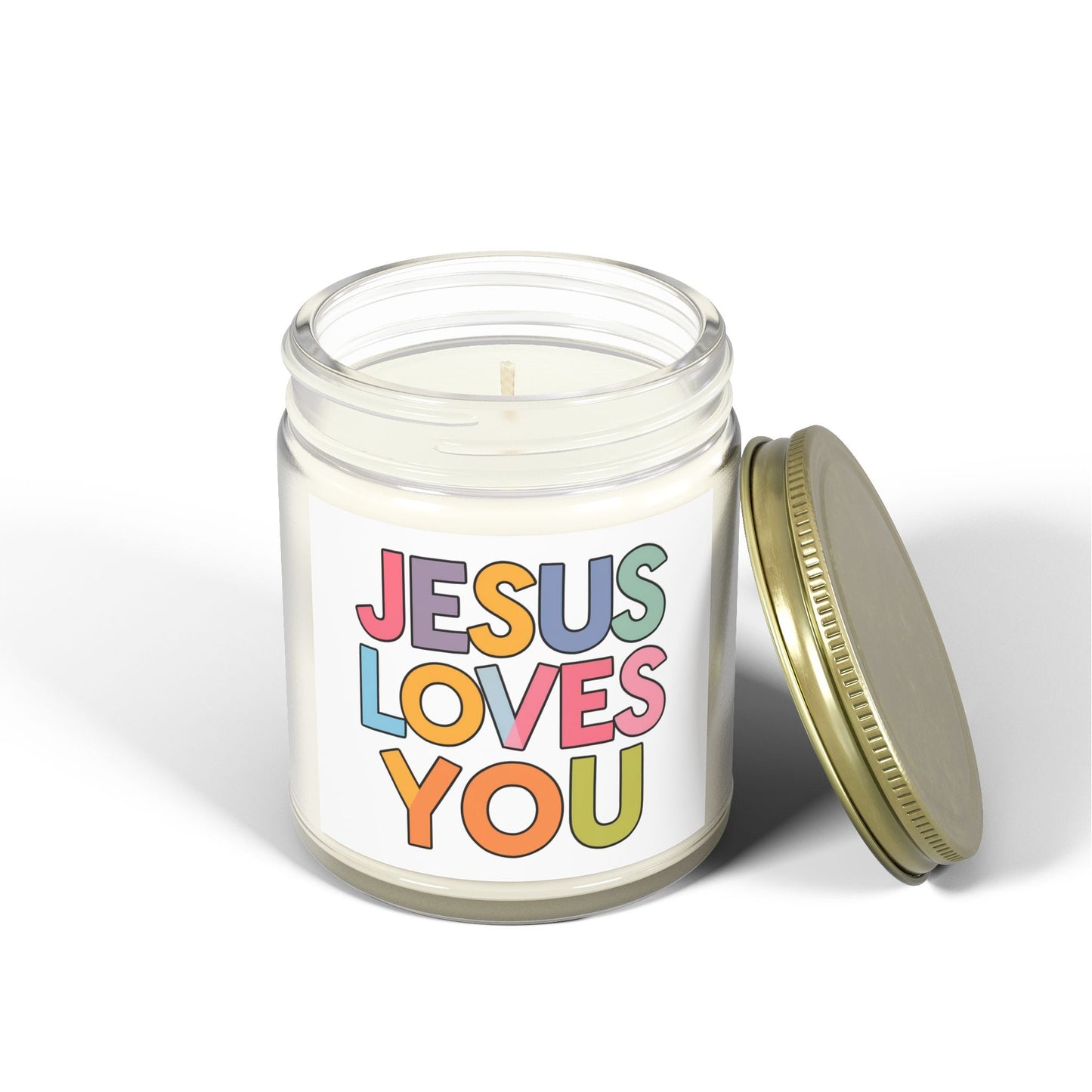 "JESUS LOVES YOU""JESUS LOVES YOU" Inspirational Christian Scented Candles, Coconut AprHome DecorIlluminate your space with the warm glow and comforting fragrance of our "JESUS LOVES YOU" scented candles. Handcrafted with premium coconut apricot wax, these candl