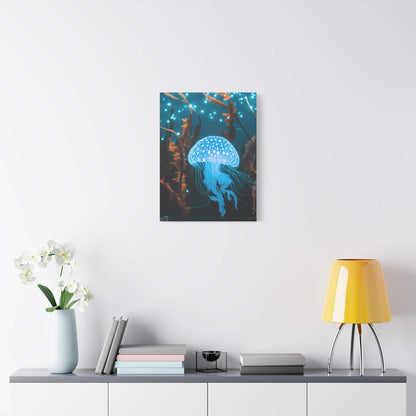 nullBioluminescent Underwater Scene | Luminescent Jellyfish | Matte CanvasCanvasTransform your space with this captivating high-resolution canvas print featuring a mesmerizing bioluminescent underwater scene. At the heart of this ethereal image 