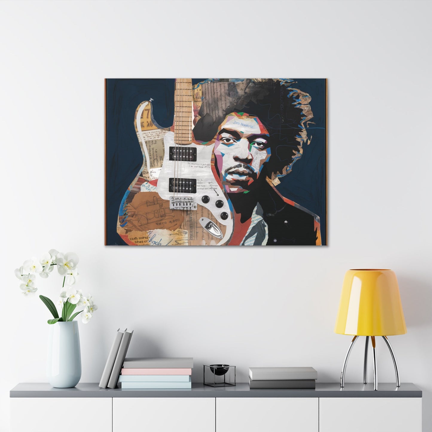 Sonic LegacySonic Legacy: Jimi Hendrix Guitar Collage Art Print | Iconic Rock MemoCanvasJimi Hendrix Abstract Guitar Collage - Unique Rock Art Print
Experience the soul of rock with this abstract Jimi Hendrix guitar collage art print. Bring the spirit o