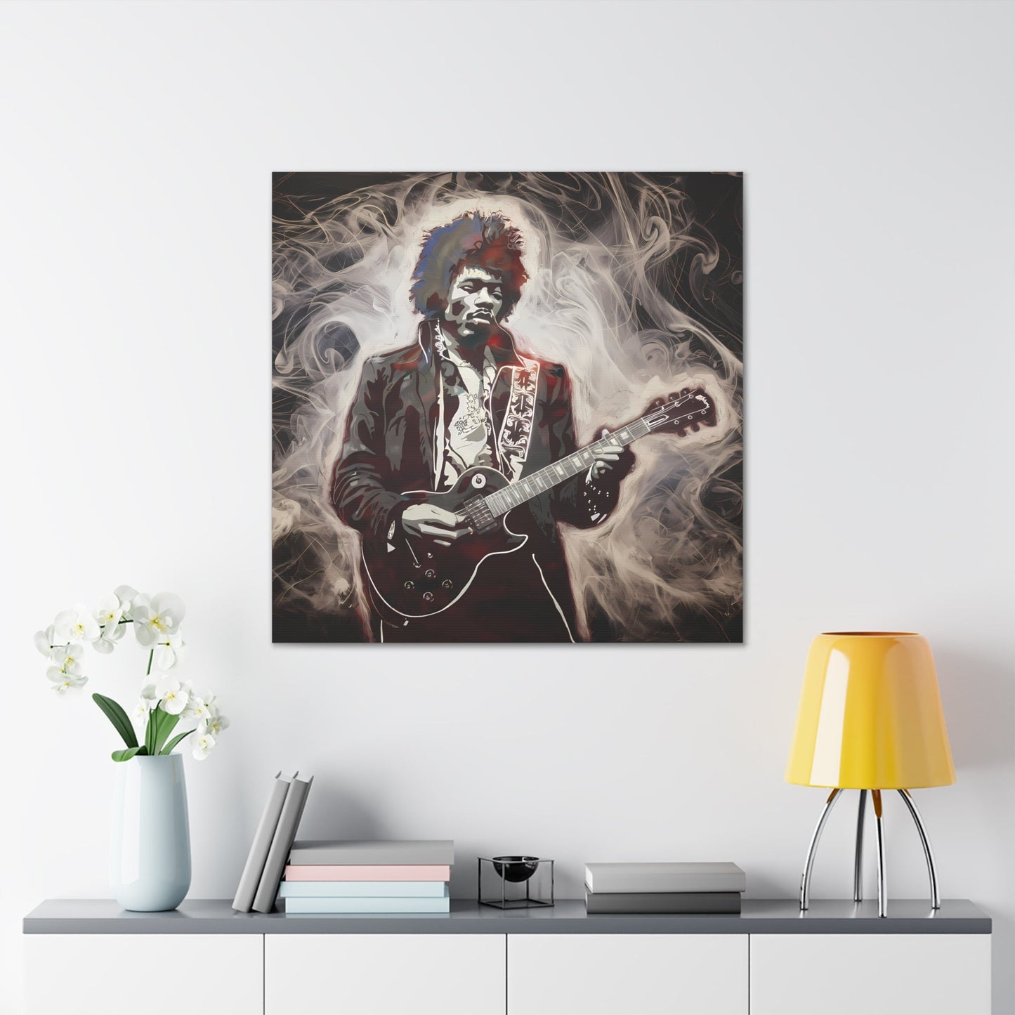 Star Power"Star Power" Ethereal Soot Portrait: Jimi Hendrix's Fiery Performance Canvas"Star Power" Ethereal Soot Portrait: Jimi Hendrix's Fiery Performance
Experience the raw intensity of Jimi Hendrix like never before with this mesmerizing Fumage art