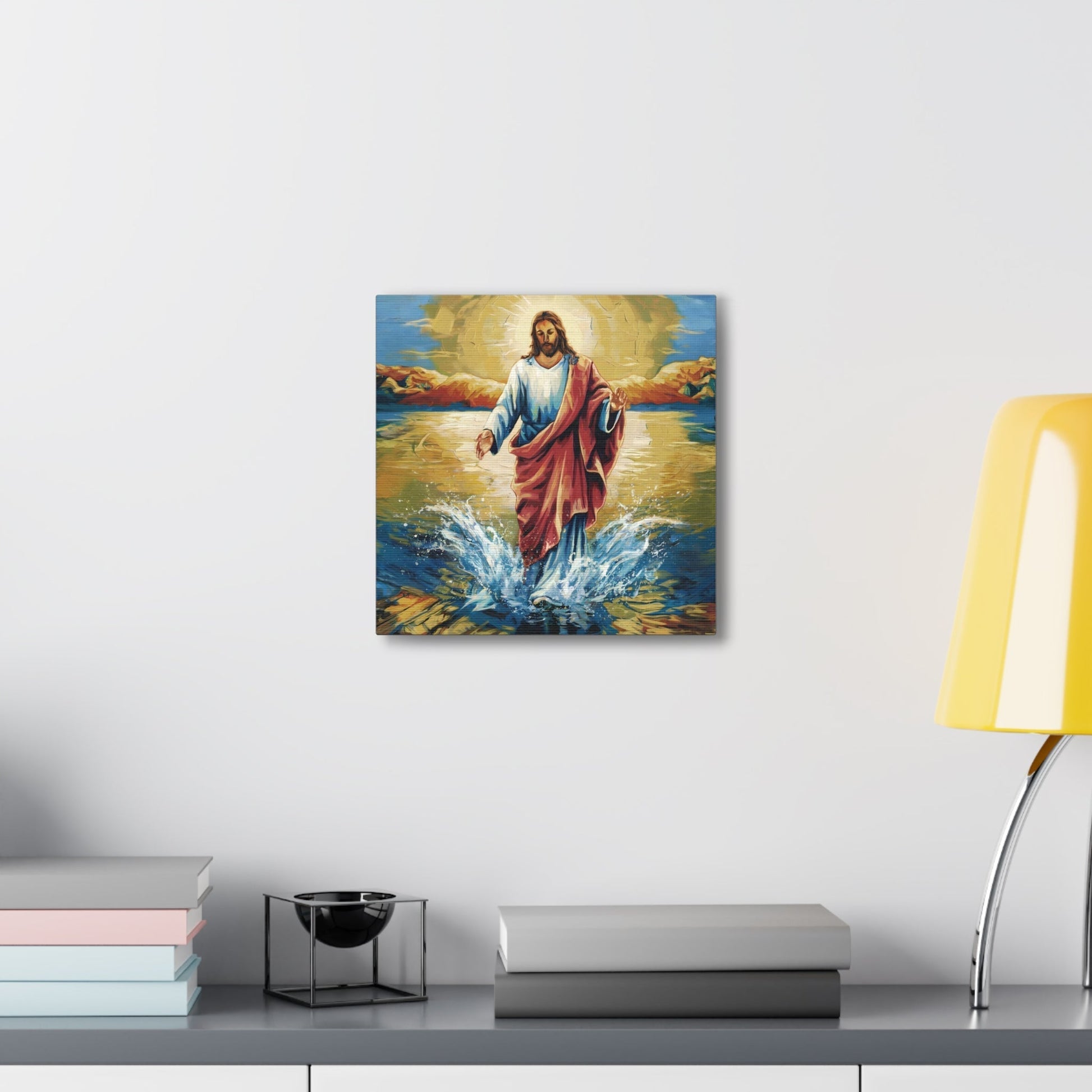 Jesus Christ Walking on Water Painting - Divine Radiance Canvas Wall Art