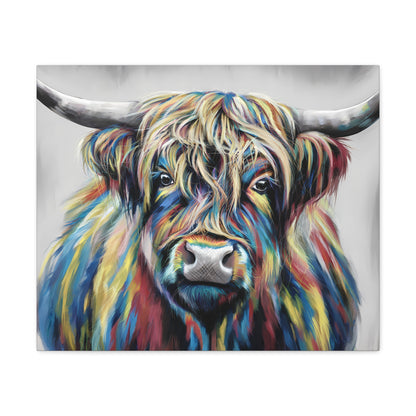 Rainbow Highland Cow Art | MooPhi the Cow | Colorful Animal Wall Decor - Canvas Gallery Wraps