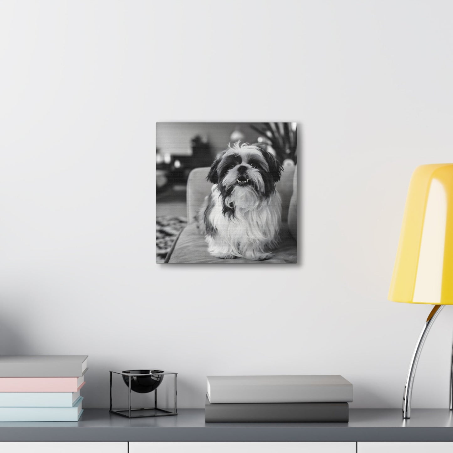 "Curly-Sue" The Shih Tzu"Curly-Sue" The Shih Tzu Art Print | Black & White Color Splash | MonoCanvas"Curly-Sue Shih Tzu Art Print | Black &amp; White Color Splash | Monochromatic Living Room Decor 
Discover a striking black-and-white art print of Curly-Sue, a Shih 