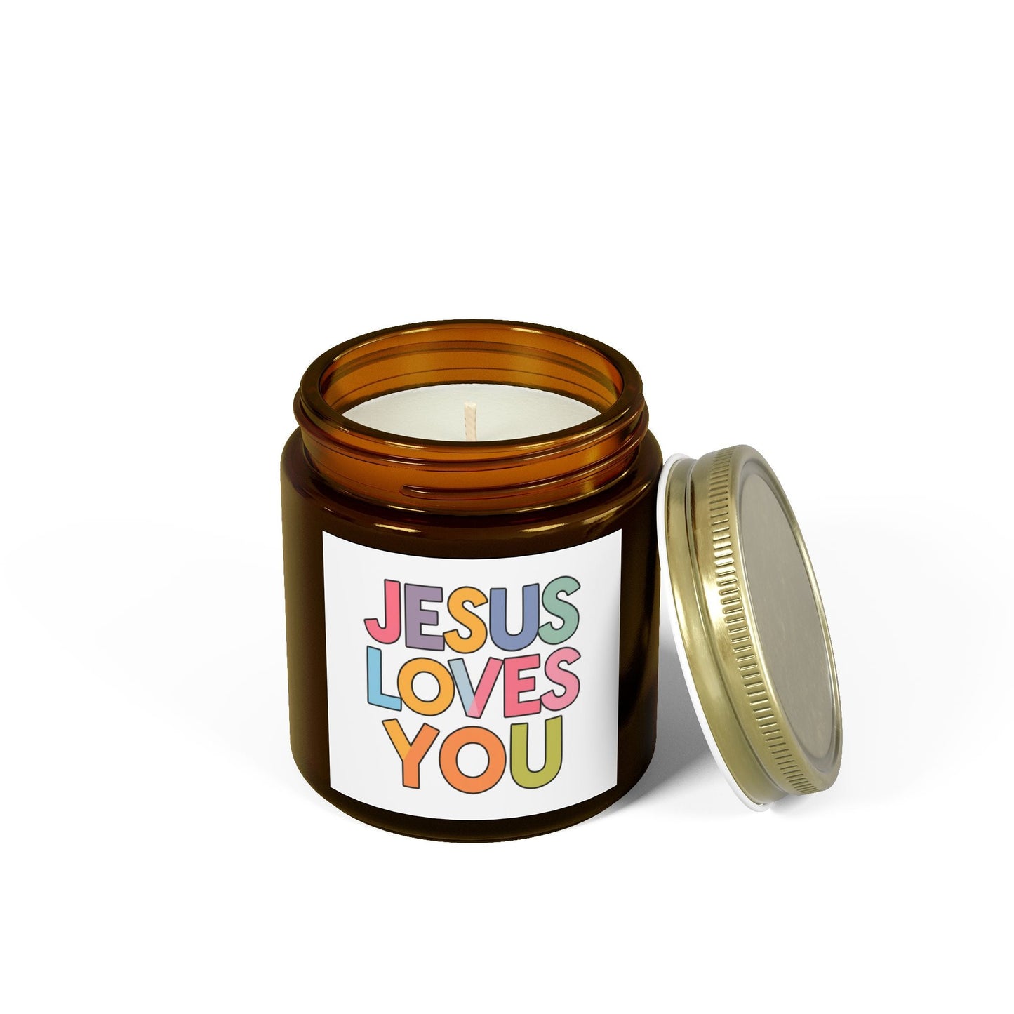 "JESUS LOVES YOU""JESUS LOVES YOU" Inspirational Christian Scented Candles, Coconut AprHome DecorIlluminate your space with the warm glow and comforting fragrance of our "JESUS LOVES YOU" scented candles. Handcrafted with premium coconut apricot wax, these candl