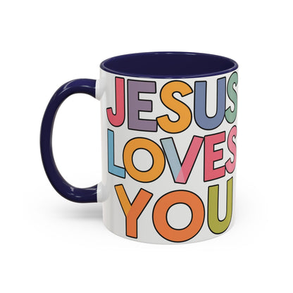 Jesus Loves YouJesus Loves You" Inspirational Christian Coffee Mug - Accent Coffee MuMugJesus Loves You" Inspirational Christian Coffee Mug - Accent Coffee Mug (11, 15oz) 
Celebrate your faith with our vibrant and uplifting "Jesus Loves You" accent coff