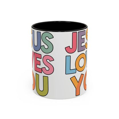 Jesus Loves YouJesus Loves You" Inspirational Christian Coffee Mug - Accent Coffee MuMugJesus Loves You" Inspirational Christian Coffee Mug - Accent Coffee Mug (11, 15oz) 
Celebrate your faith with our vibrant and uplifting "Jesus Loves You" accent coff