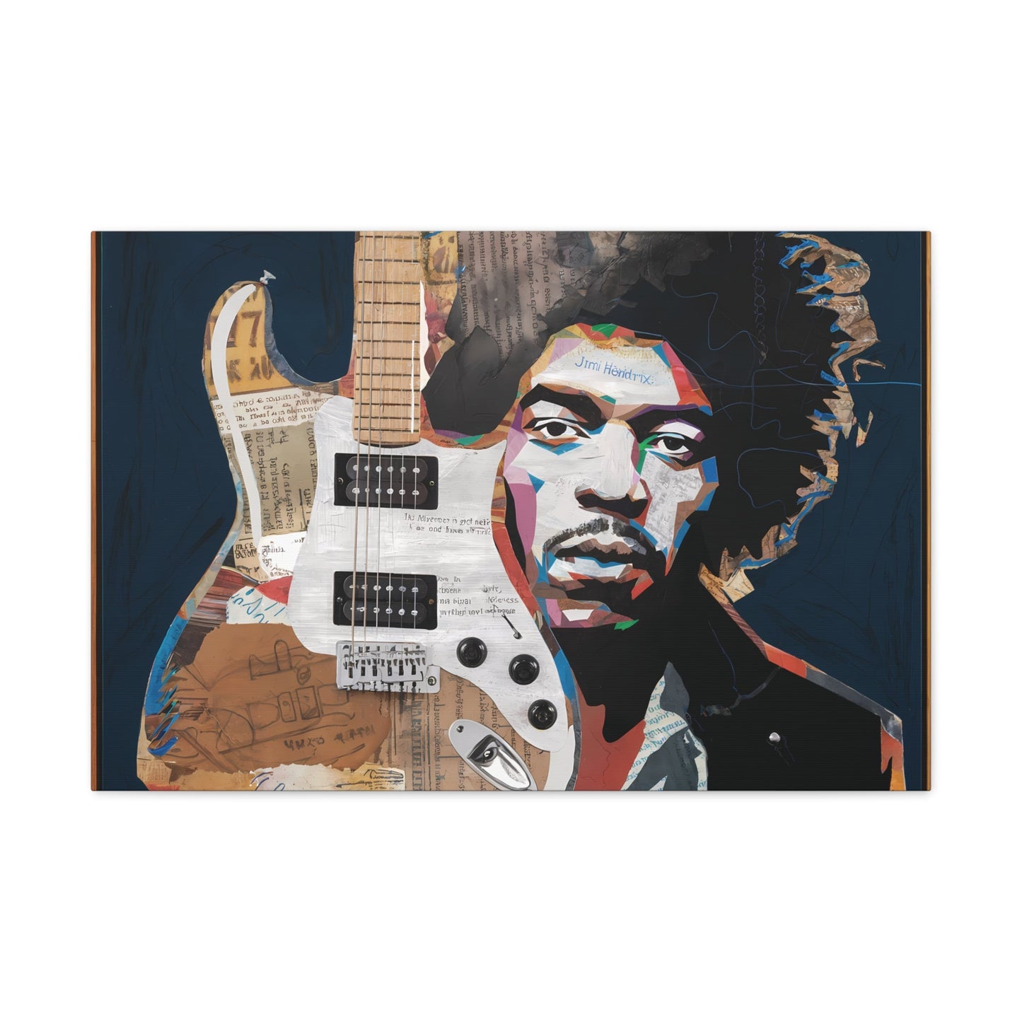 Sonic LegacySonic Legacy: Jimi Hendrix Guitar Collage Art Print | Iconic Rock MemoCanvasJimi Hendrix Abstract Guitar Collage - Unique Rock Art Print
Experience the soul of rock with this abstract Jimi Hendrix guitar collage art print. Bring the spirit o