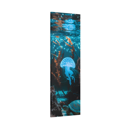 nullBioluminescent Underwater Scene | Luminescent Jellyfish | Matte CanvasCanvasTransform your space with this captivating high-resolution canvas print featuring a mesmerizing bioluminescent underwater scene. At the heart of this ethereal image 