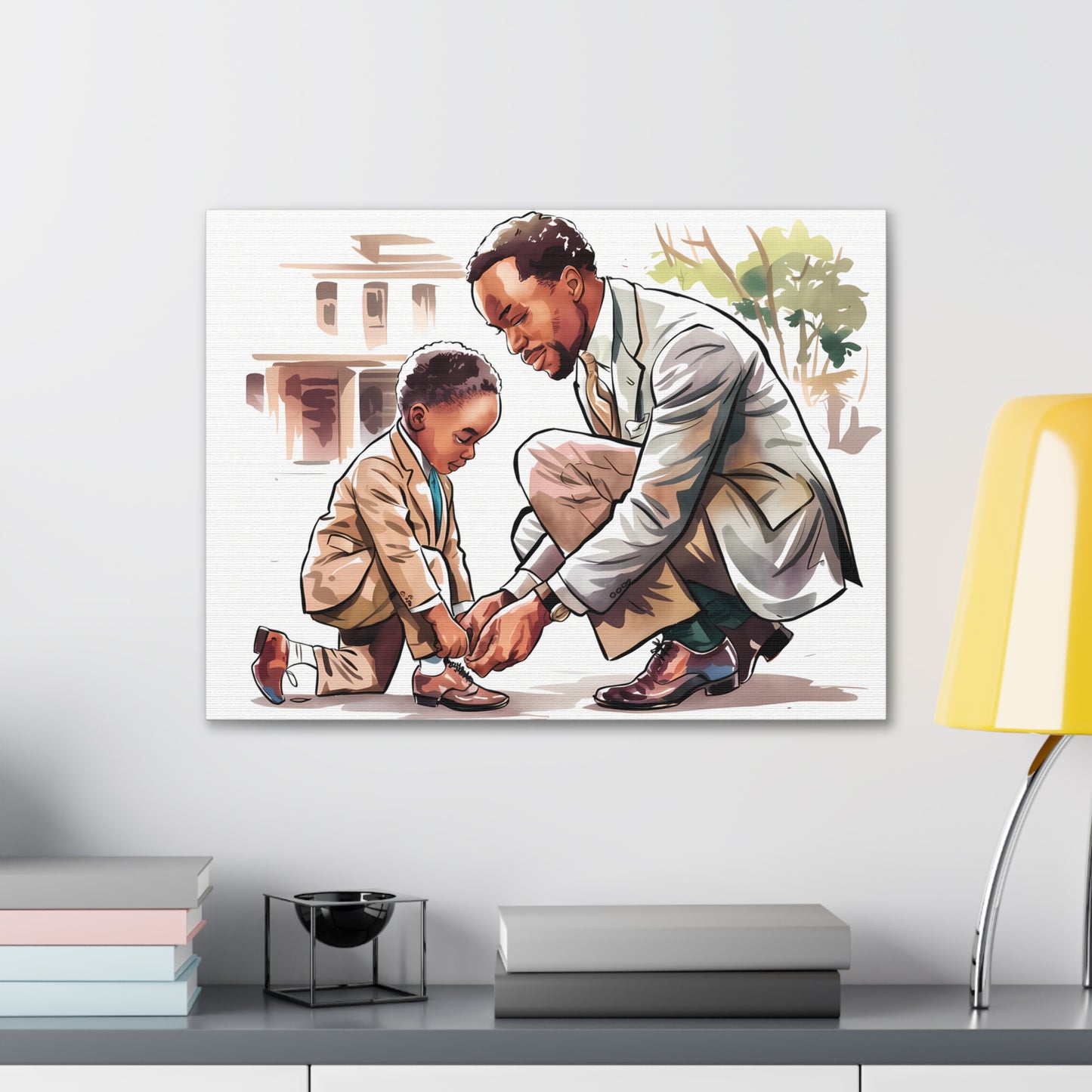 Black Fatherhood Moments Canvas Wall Art - Father and Son Bonding