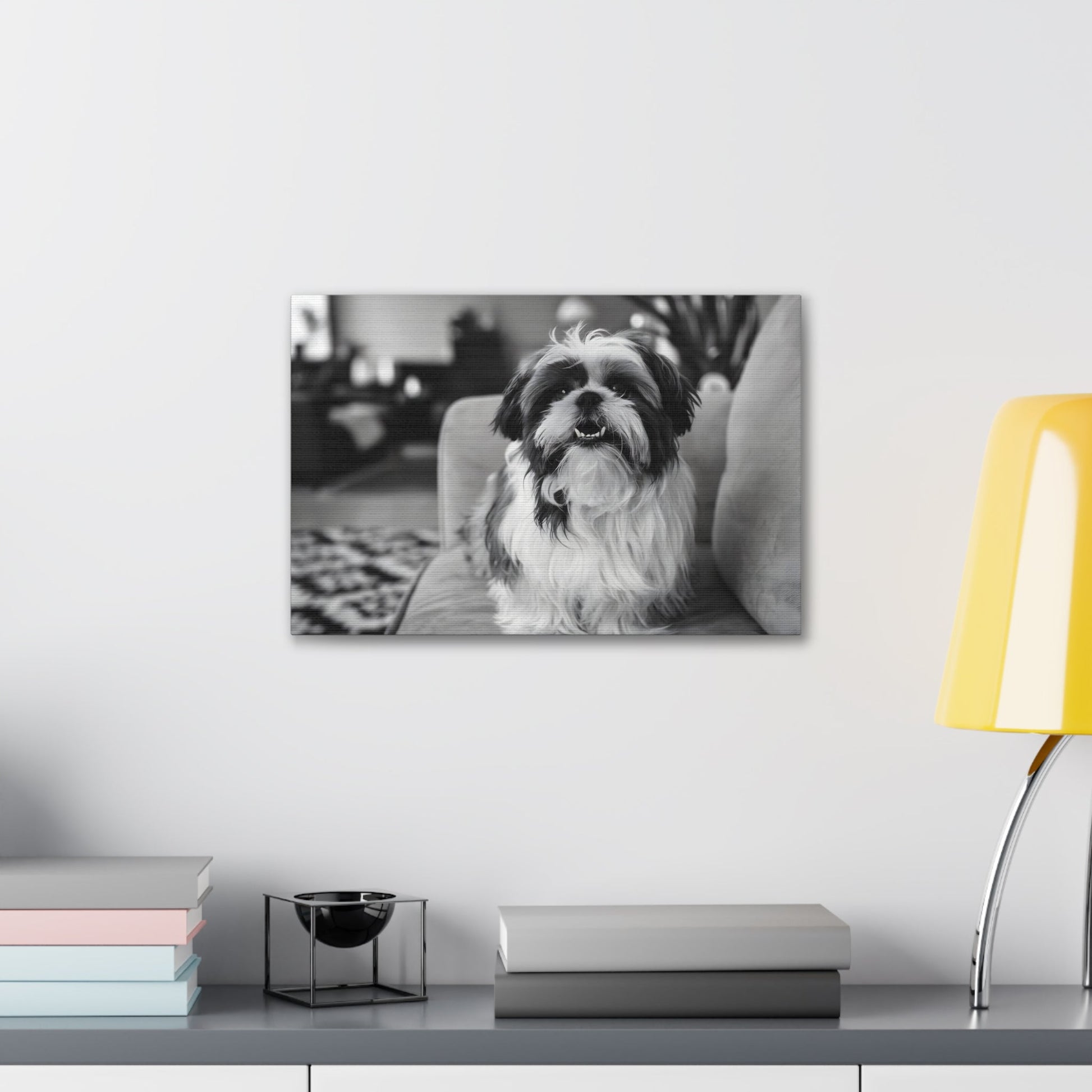 "Curly-Sue" The Shih Tzu"Curly-Sue" The Shih Tzu Art Print | Black & White Color Splash | MonoCanvas"Curly-Sue Shih Tzu Art Print | Black &amp; White Color Splash | Monochromatic Living Room Decor 
Discover a striking black-and-white art print of Curly-Sue, a Shih 