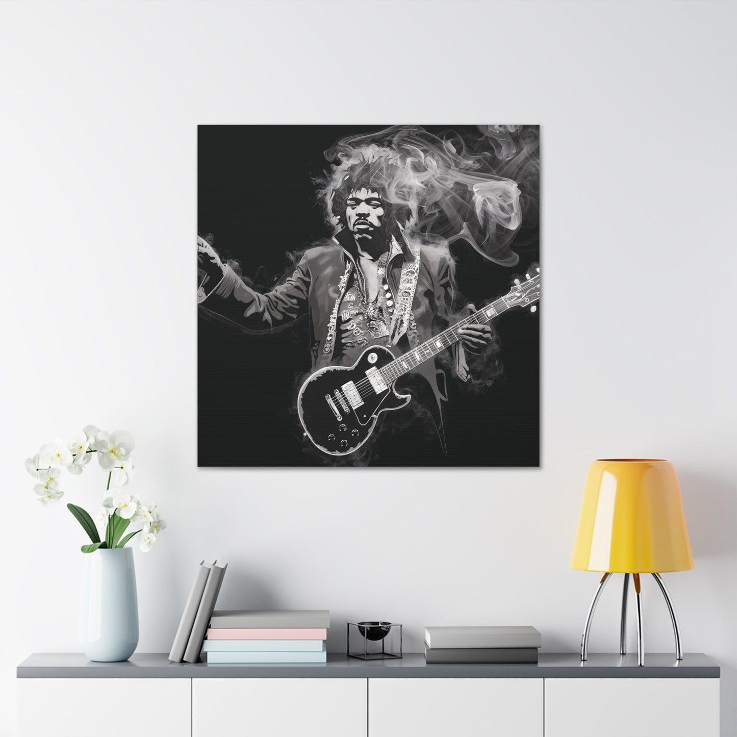 Peace and LovePeace and Love: Jimi Hendrix Fumage Art | Canvas Gallery Wrap | EthereCanvasPeace and Love: Jimi Hendrix Fumage Art | Canvas Gallery Wrap - Wall Art Decor
Jimi Hendrix Soot Painting - Innovative Fumage Art on Canvas
Experience the fiery pass