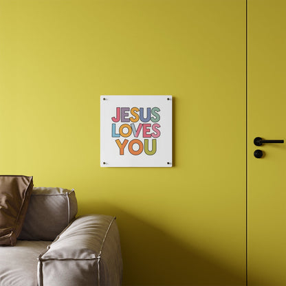 "JESUS LOVES YOU""JESUS LOVES YOU" Inspirational Christian Acrylic Wall Art Panel - WalHome DecorElevate your space with our stunning "JESUS LOVES YOU" acrylic wall art panel. This modern, high-quality piece combines faith and contemporary design to create a pow