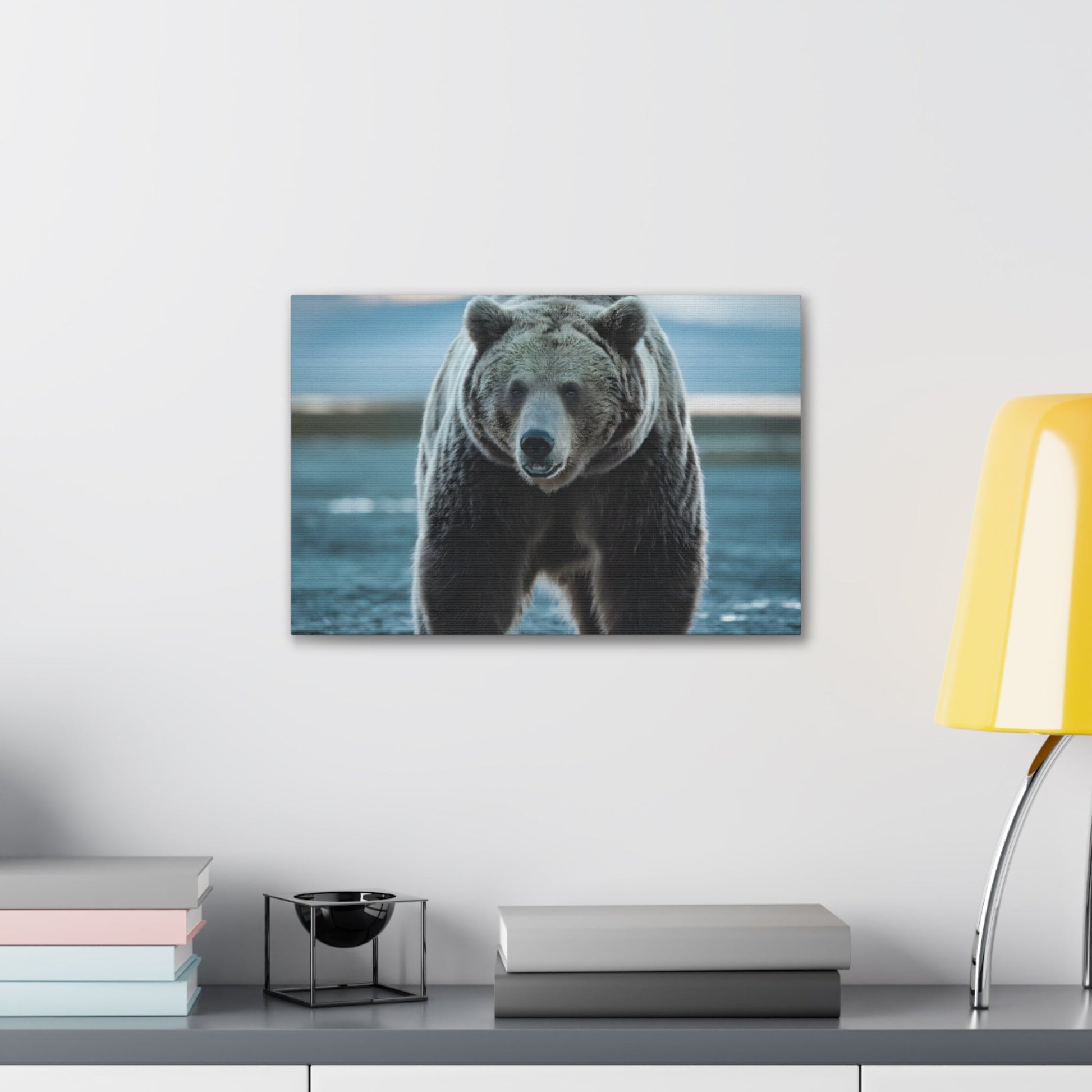 Majestic brown bear artwork on canvas in natural habitat, perfect for adding warmth and elegance; bear artwork.