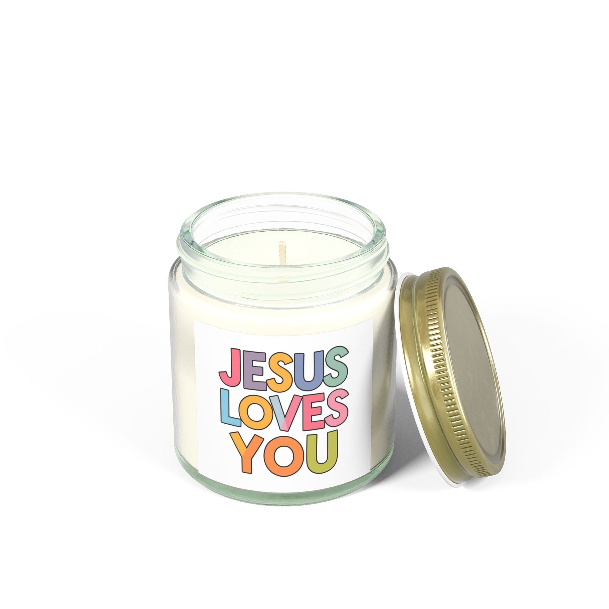 "JESUS LOVES YOU""JESUS LOVES YOU" Inspirational Christian Scented Candles, Coconut AprHome DecorIlluminate your space with the warm glow and comforting fragrance of our "JESUS LOVES YOU" scented candles. Handcrafted with premium coconut apricot wax, these candl