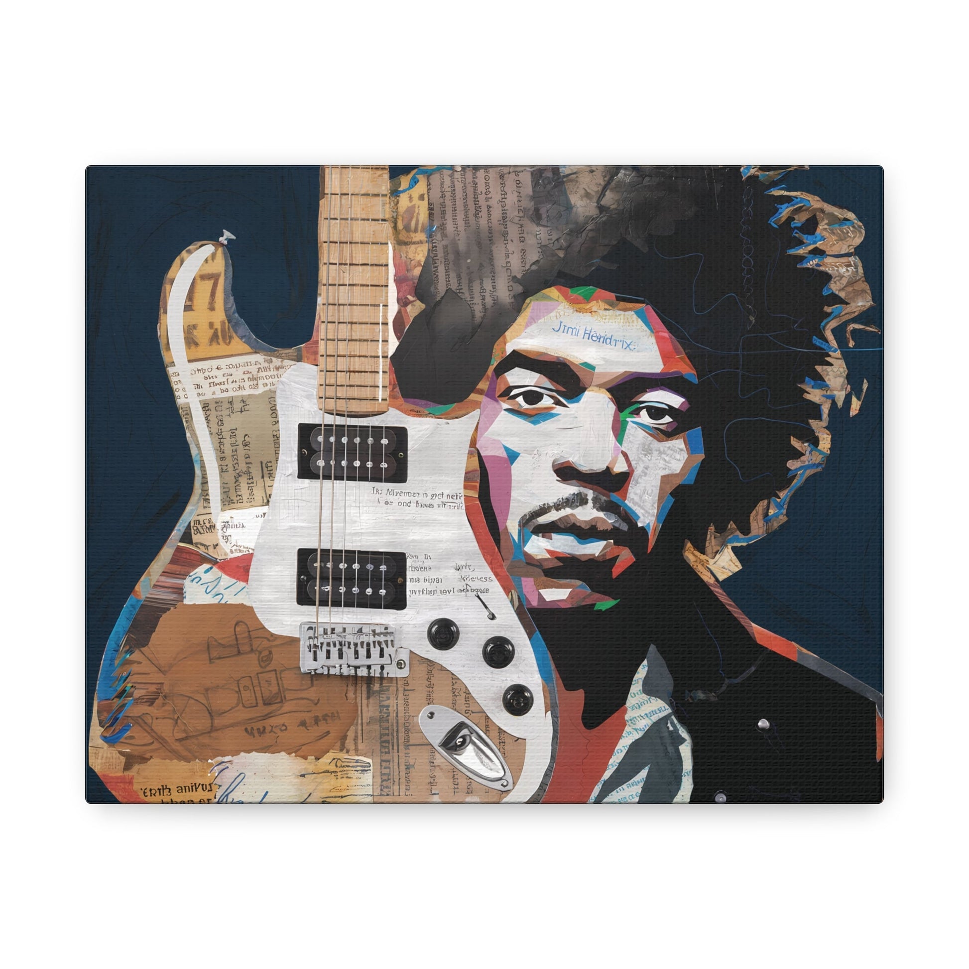 Sonic LegacySonic Legacy: Jimi Hendrix Guitar Collage Art Print | Iconic Rock MemoCanvasJimi Hendrix Abstract Guitar Collage - Unique Rock Art Print
Experience the soul of rock with this abstract Jimi Hendrix guitar collage art print. Bring the spirit o