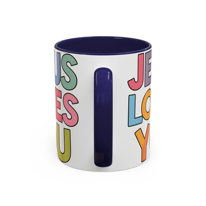 Jesus Loves YouJesus Loves You" Inspirational Christian Coffee Mug - Accent Coffee MuMugJesus Loves You" Inspirational Christian Coffee Mug - Accent Coffee Mug (11, 15oz) 
Celebrate your faith with our vibrant and uplifting "Jesus Loves You" accent coff