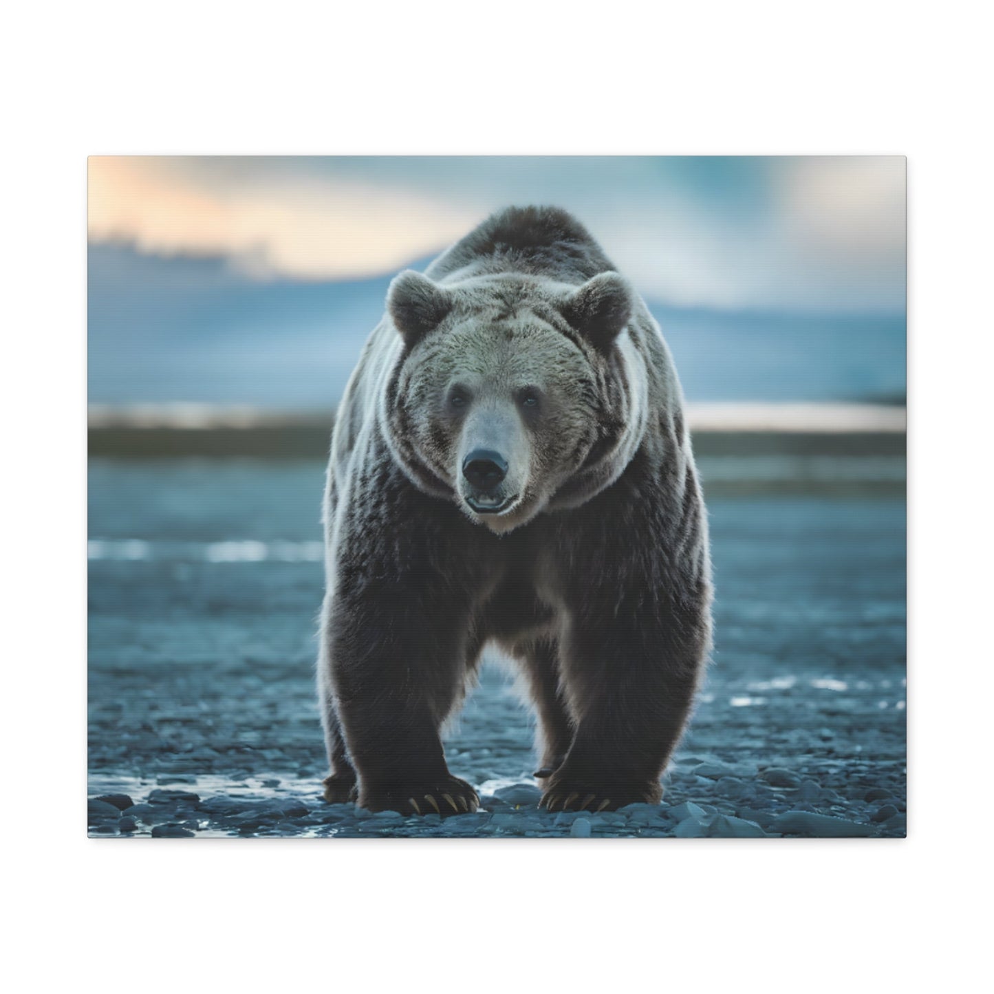 Majestic brown bear canvas artwork capturing wilderness beauty; perfect for nature-inspired decor.