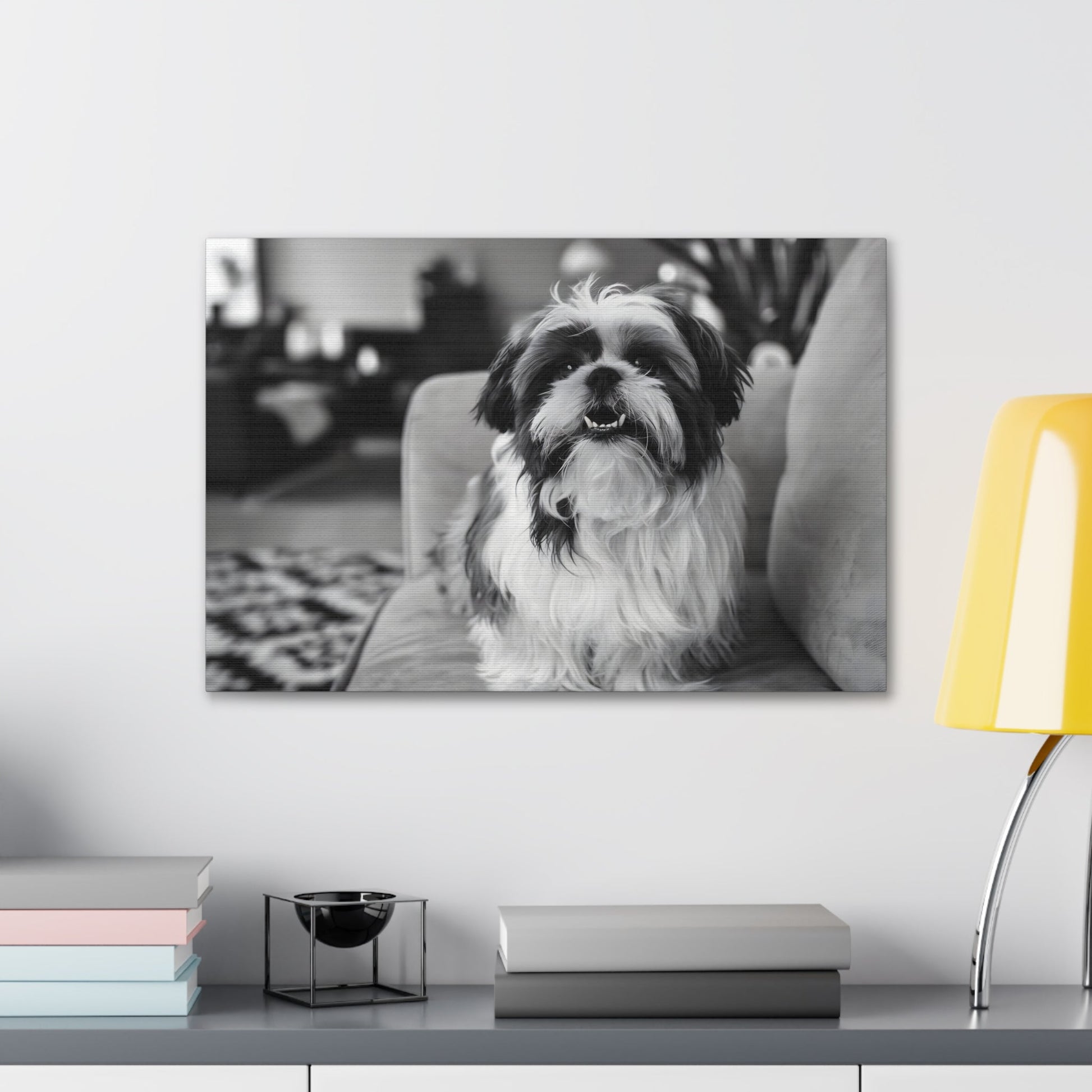 "Curly-Sue" The Shih Tzu"Curly-Sue" The Shih Tzu Art Print | Black & White Color Splash | MonoCanvas"Curly-Sue Shih Tzu Art Print | Black &amp; White Color Splash | Monochromatic Living Room Decor 
Discover a striking black-and-white art print of Curly-Sue, a Shih 