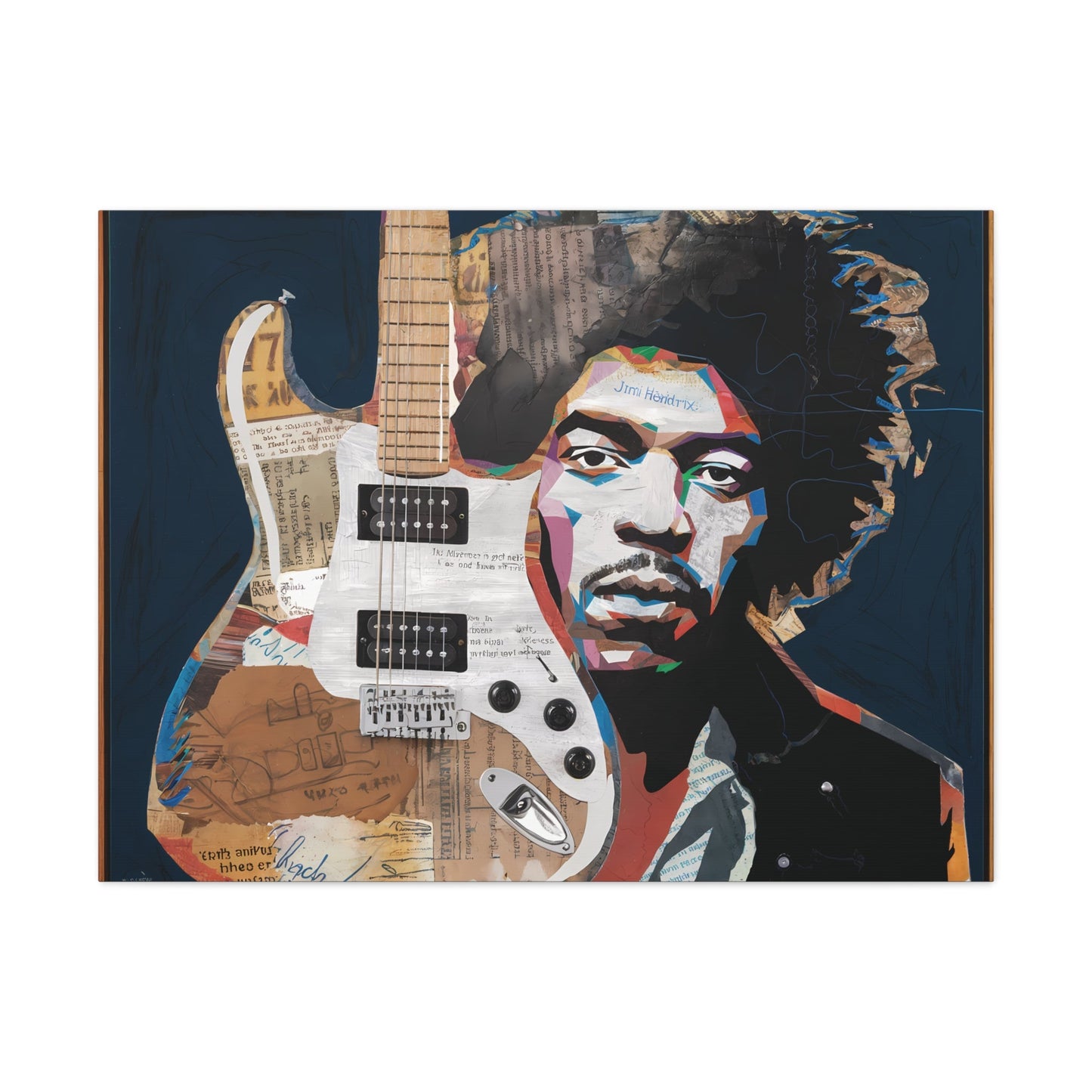 Sonic LegacySonic Legacy: Jimi Hendrix Guitar Collage Art Print | Iconic Rock MemoCanvasJimi Hendrix Abstract Guitar Collage - Unique Rock Art Print
Experience the soul of rock with this abstract Jimi Hendrix guitar collage art print. Bring the spirit o