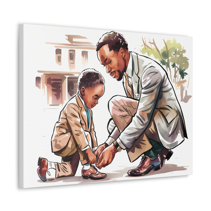 Black Fatherhood Moments Canvas Wall Art - Father and Son Bonding