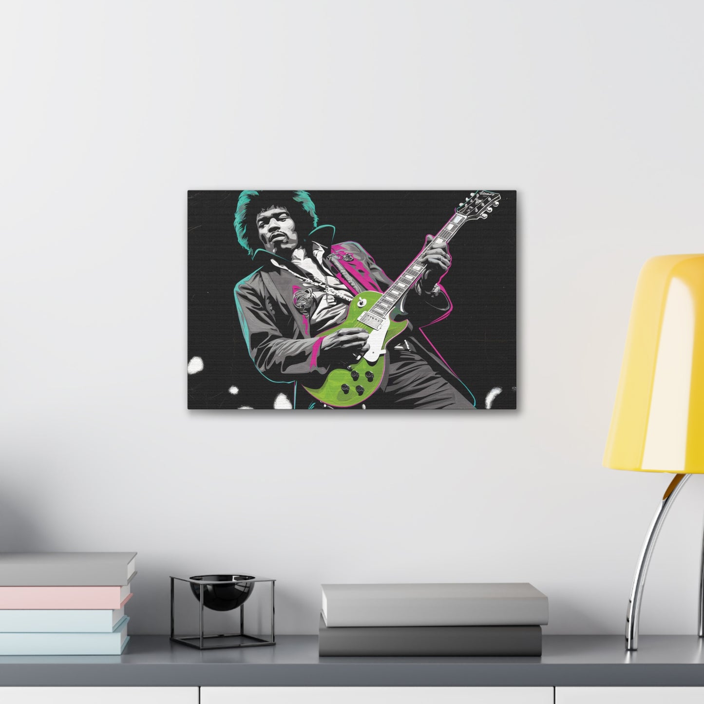 Jimi Hendrix Pop ArtElectric Icon: Jimi Hendrix Pop Art Canvas | Vibrant Guitar Legend PorCanvasJimi Hendrix Pop Art Canvas - Neon Guitar Rock Legend Print
Electrify your space with this striking Jimi Hendrix pop art canvas. Monochrome portrait with vibrant neo