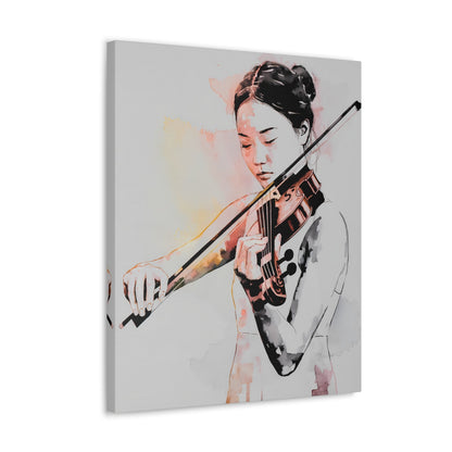 Minimalist Watercolor Violinist Canvas Art - Abstract Musical Elegance - Canvas Gallery Wraps