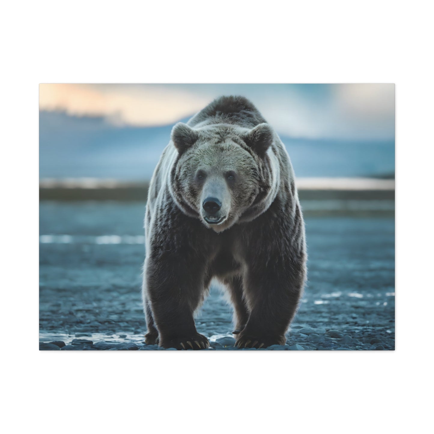 Majestic brown bear canvas wall art showcasing wilderness beauty, perfect for nature-themed decor.