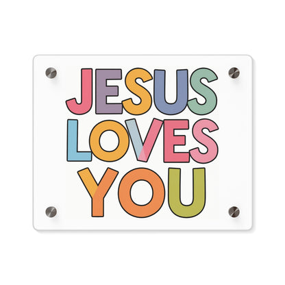 "JESUS LOVES YOU""JESUS LOVES YOU" Inspirational Christian Acrylic Wall Art Panel - WalHome DecorElevate your space with our stunning "JESUS LOVES YOU" acrylic wall art panel. This modern, high-quality piece combines faith and contemporary design to create a pow