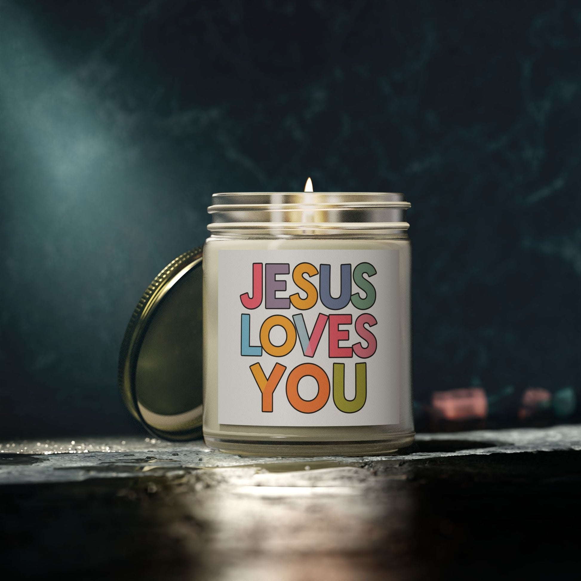 "JESUS LOVES YOU""JESUS LOVES YOU" Inspirational Christian Scented Candles, Coconut AprHome DecorIlluminate your space with the warm glow and comforting fragrance of our "JESUS LOVES YOU" scented candles. Handcrafted with premium coconut apricot wax, these candl