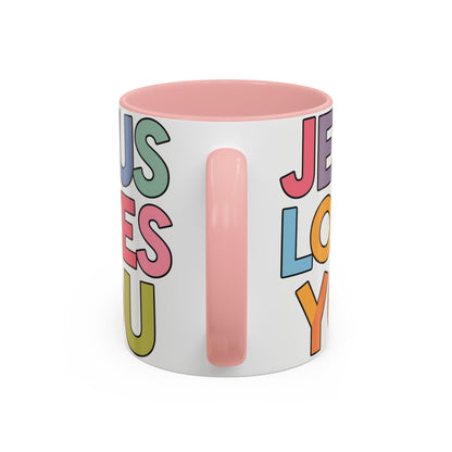 Jesus Loves YouJesus Loves You" Inspirational Christian Coffee Mug - Accent Coffee MuMugJesus Loves You" Inspirational Christian Coffee Mug - Accent Coffee Mug (11, 15oz) 
Celebrate your faith with our vibrant and uplifting "Jesus Loves You" accent coff