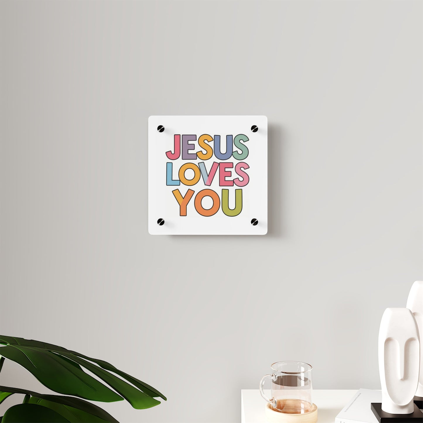 "JESUS LOVES YOU""JESUS LOVES YOU" Inspirational Christian Acrylic Wall Art Panel - WalHome DecorElevate your space with our stunning "JESUS LOVES YOU" acrylic wall art panel. This modern, high-quality piece combines faith and contemporary design to create a pow