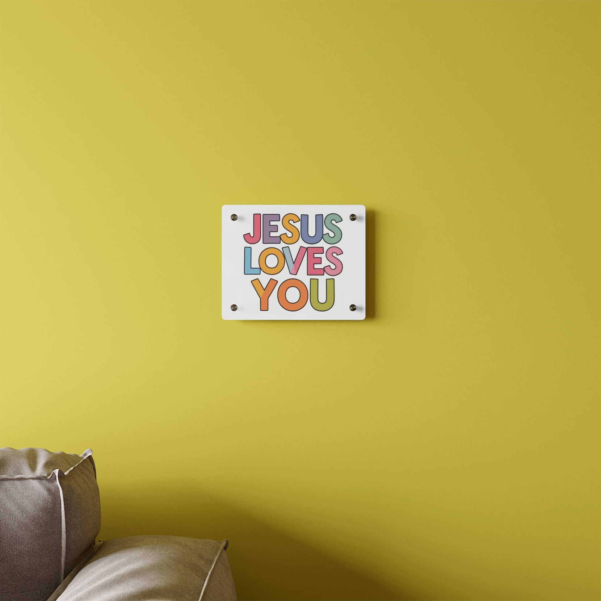 "JESUS LOVES YOU""JESUS LOVES YOU" Inspirational Christian Acrylic Wall Art Panel - WalHome DecorElevate your space with our stunning "JESUS LOVES YOU" acrylic wall art panel. This modern, high-quality piece combines faith and contemporary design to create a pow