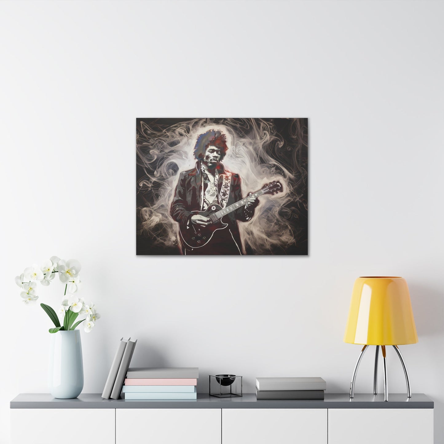 Star Power"Star Power" Ethereal Soot Portrait: Jimi Hendrix's Fiery Performance Canvas"Star Power" Ethereal Soot Portrait: Jimi Hendrix's Fiery Performance
Experience the raw intensity of Jimi Hendrix like never before with this mesmerizing Fumage art