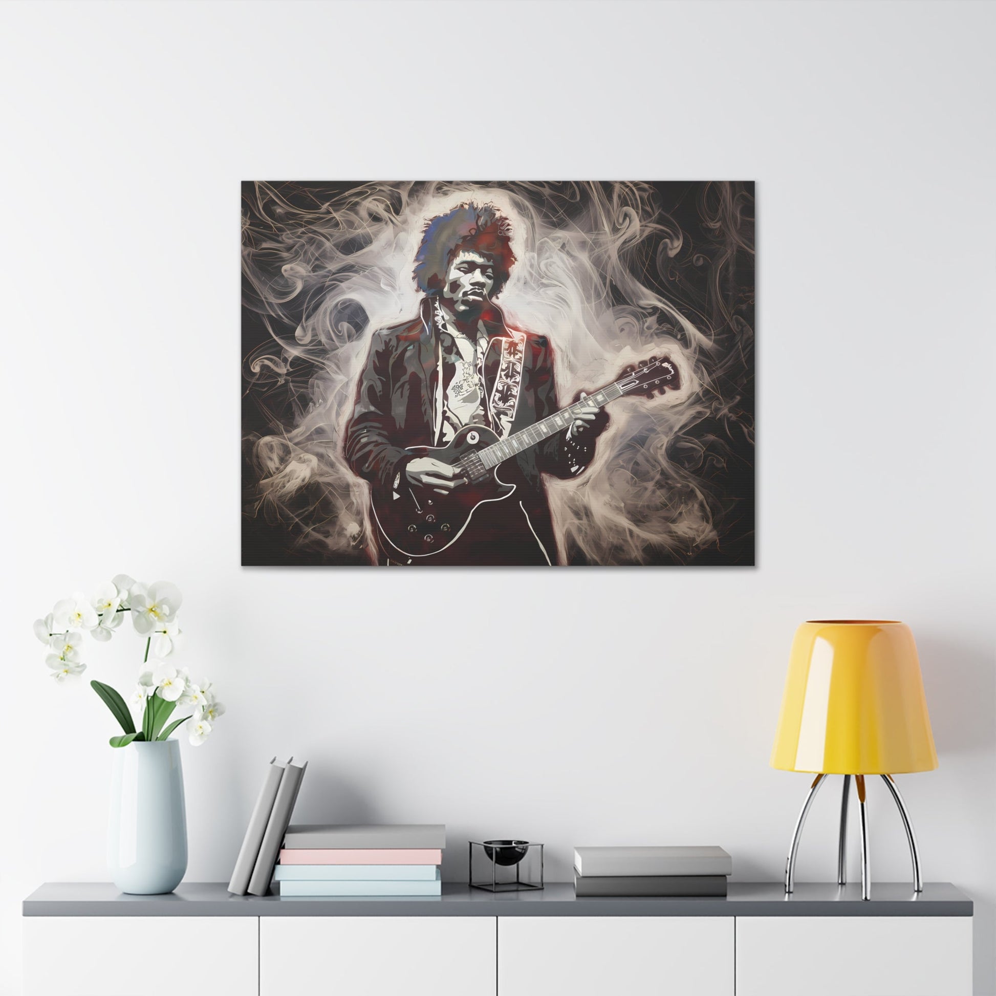 Star Power"Star Power" Ethereal Soot Portrait: Jimi Hendrix's Fiery Performance Canvas"Star Power" Ethereal Soot Portrait: Jimi Hendrix's Fiery Performance
Experience the raw intensity of Jimi Hendrix like never before with this mesmerizing Fumage art