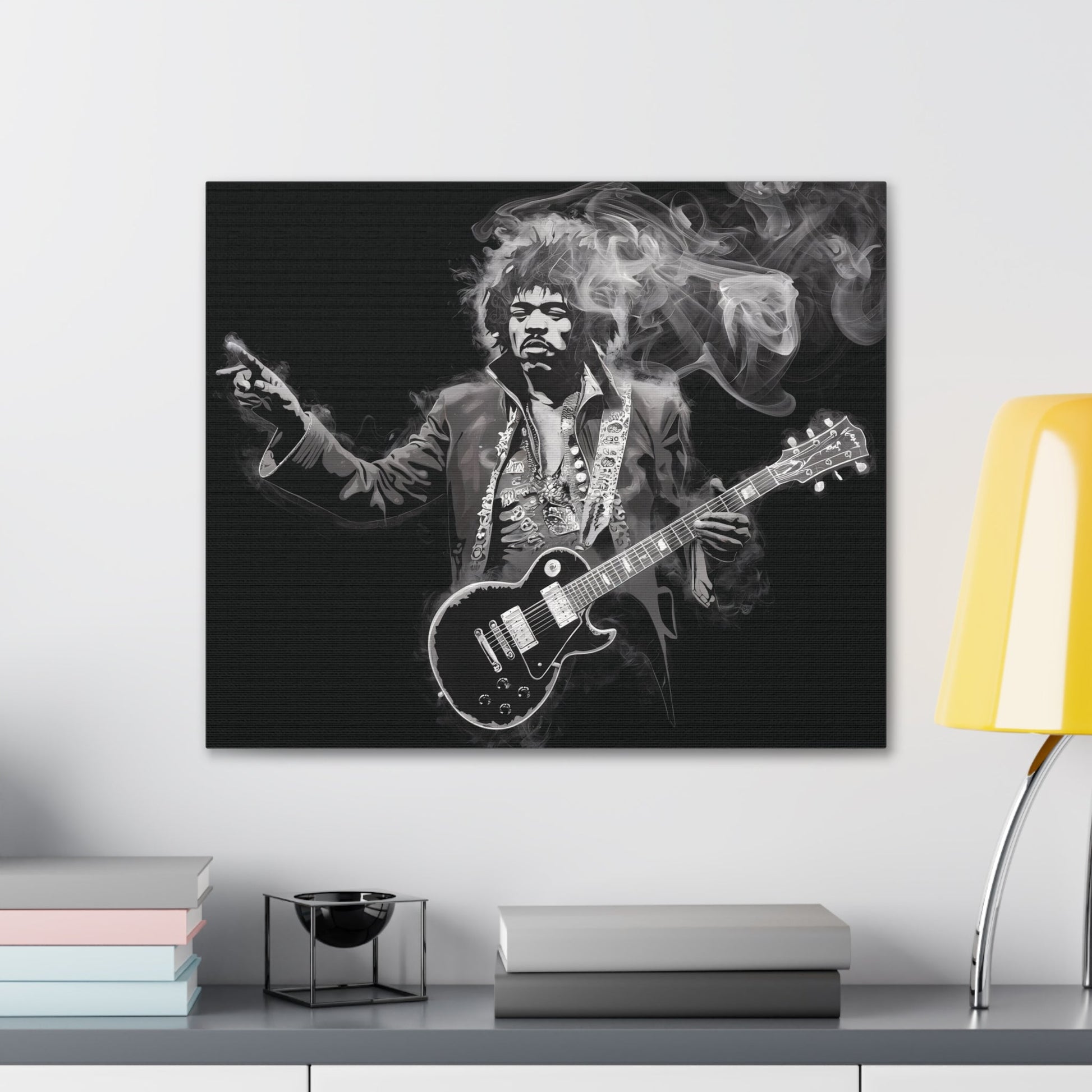 Peace and LovePeace and Love: Jimi Hendrix Fumage Art | Canvas Gallery Wrap | EthereCanvasPeace and Love: Jimi Hendrix Fumage Art | Canvas Gallery Wrap - Wall Art Decor
Jimi Hendrix Soot Painting - Innovative Fumage Art on Canvas
Experience the fiery pass