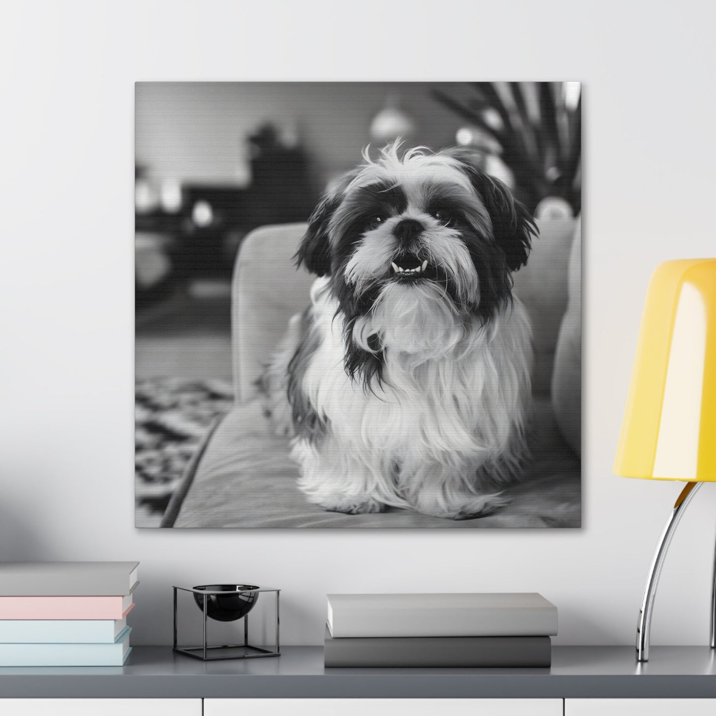 "Curly-Sue" The Shih Tzu"Curly-Sue" The Shih Tzu Art Print | Black & White Color Splash | MonoCanvas"Curly-Sue Shih Tzu Art Print | Black &amp; White Color Splash | Monochromatic Living Room Decor 
Discover a striking black-and-white art print of Curly-Sue, a Shih 