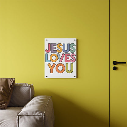 "JESUS LOVES YOU""JESUS LOVES YOU" Inspirational Christian Acrylic Wall Art Panel - WalHome DecorElevate your space with our stunning "JESUS LOVES YOU" acrylic wall art panel. This modern, high-quality piece combines faith and contemporary design to create a pow