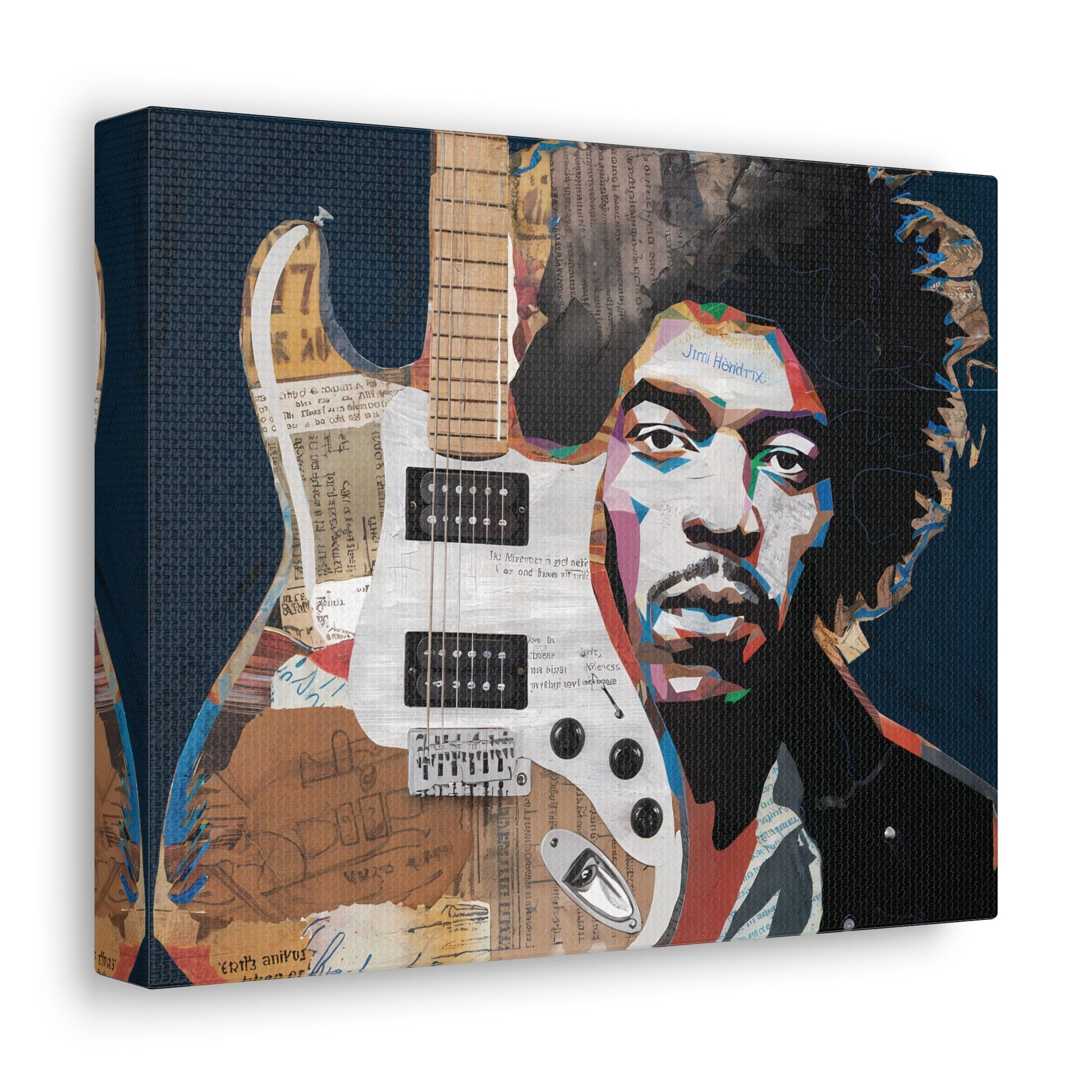 Sonic LegacySonic Legacy: Jimi Hendrix Guitar Collage Art Print | Iconic Rock MemoCanvasJimi Hendrix Abstract Guitar Collage - Unique Rock Art Print
Experience the soul of rock with this abstract Jimi Hendrix guitar collage art print. Bring the spirit o