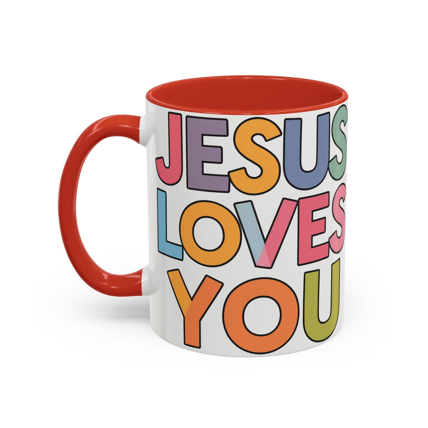 Jesus Loves YouJesus Loves You" Inspirational Christian Coffee Mug - Accent Coffee MuMugJesus Loves You" Inspirational Christian Coffee Mug - Accent Coffee Mug (11, 15oz) 
Celebrate your faith with our vibrant and uplifting "Jesus Loves You" accent coff