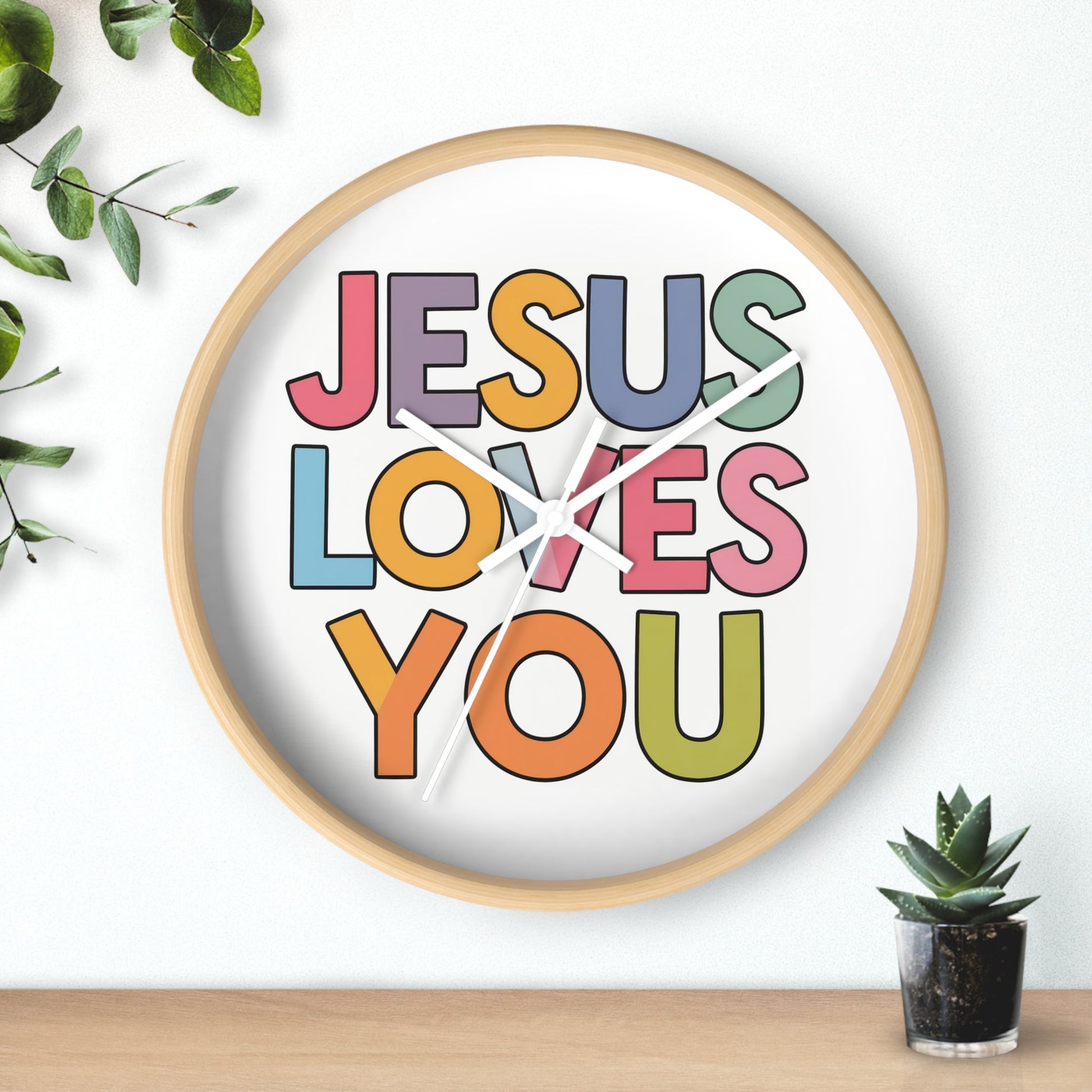 "JESUS LOVES YOU""JESUS LOVES YOU" Inspirational Christian Wall Clock- Christian InspirHome DecorJESUS LOVES YOU" Inspirational Christian Wall Clock
Product Description:Embrace the message of God's love with every tick of our stunning "JESUS LOVES YOU" wall cloc