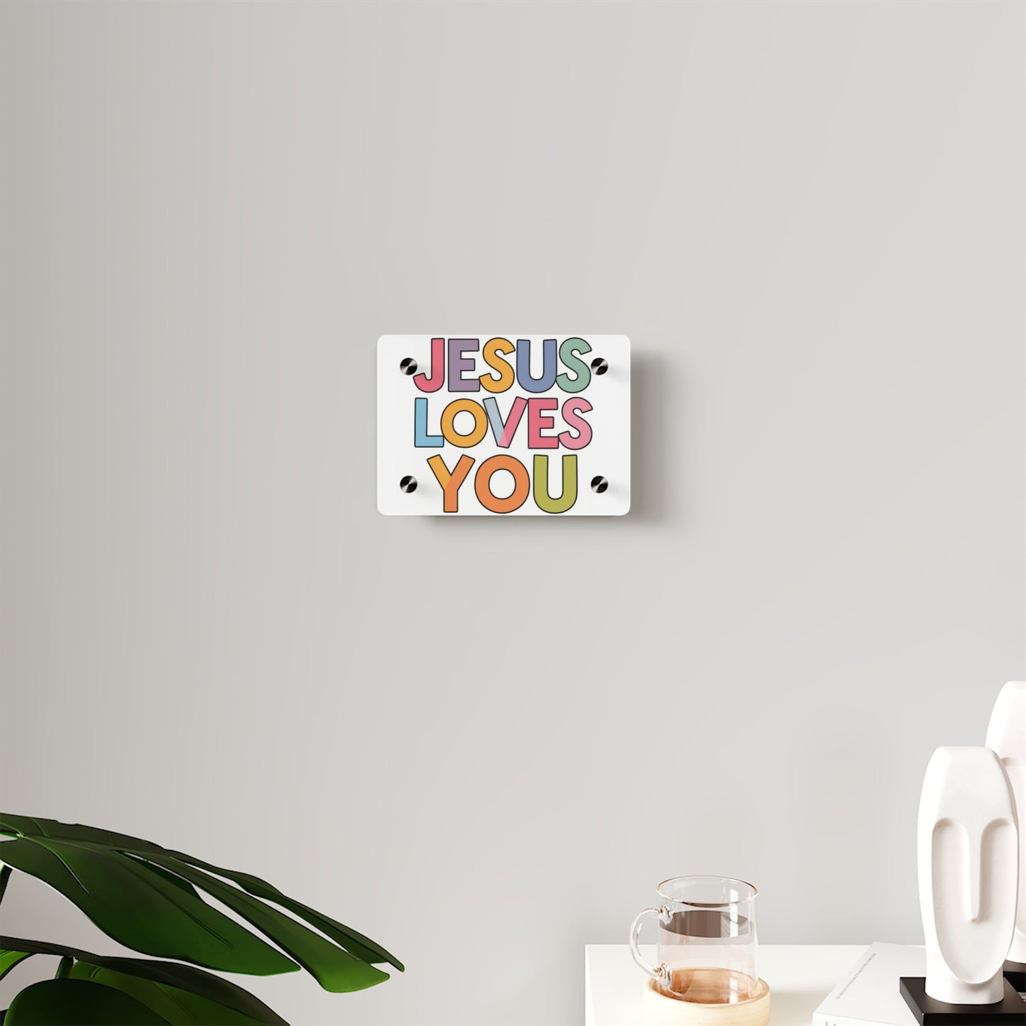 "JESUS LOVES YOU""JESUS LOVES YOU" Inspirational Christian Acrylic Wall Art Panel - WalHome DecorElevate your space with our stunning "JESUS LOVES YOU" acrylic wall art panel. This modern, high-quality piece combines faith and contemporary design to create a pow