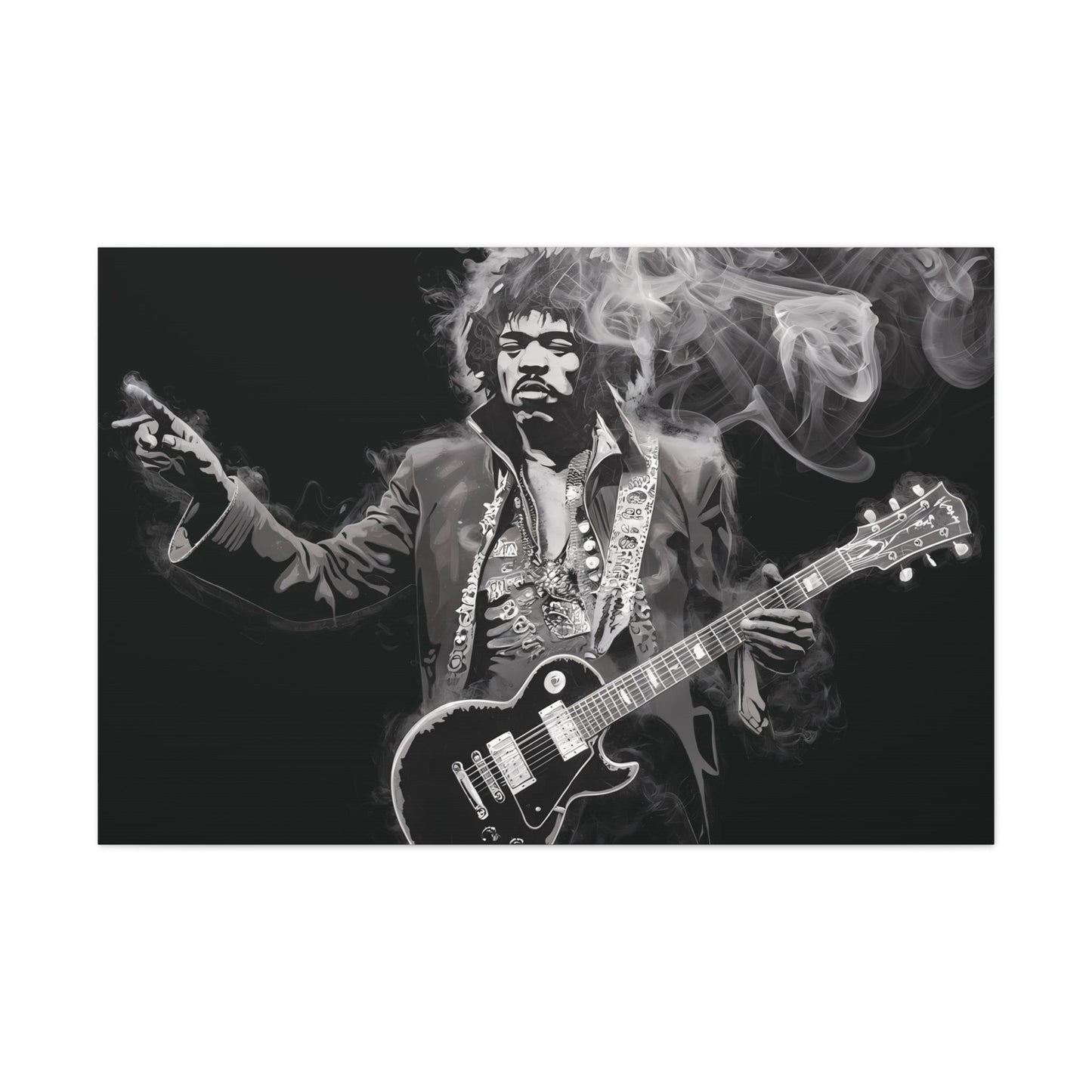 Peace and LovePeace and Love: Jimi Hendrix Fumage Art | Canvas Gallery Wrap | EthereCanvasPeace and Love: Jimi Hendrix Fumage Art | Canvas Gallery Wrap - Wall Art Decor
Jimi Hendrix Soot Painting - Innovative Fumage Art on Canvas
Experience the fiery pass